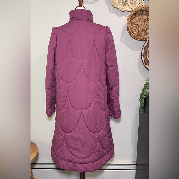 RARE Vtg 70s 80s Quilted Puffer Coat Saxton Hall Mauve/Blue Full Length Medium - Picture 5 of 16